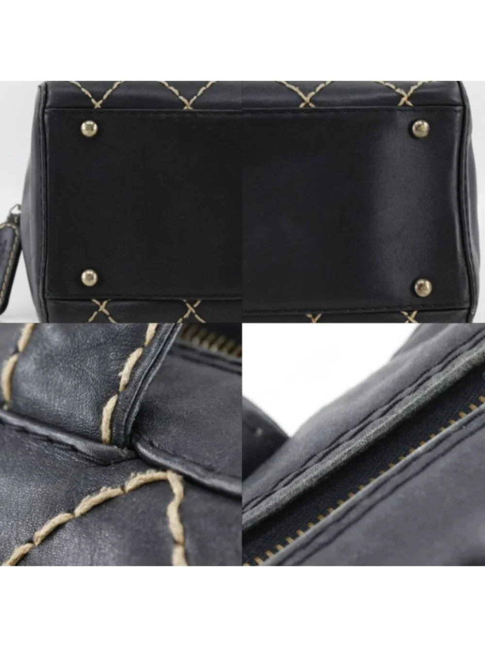 Chanel Wild Stitch CC Logo Calf Black Handbag